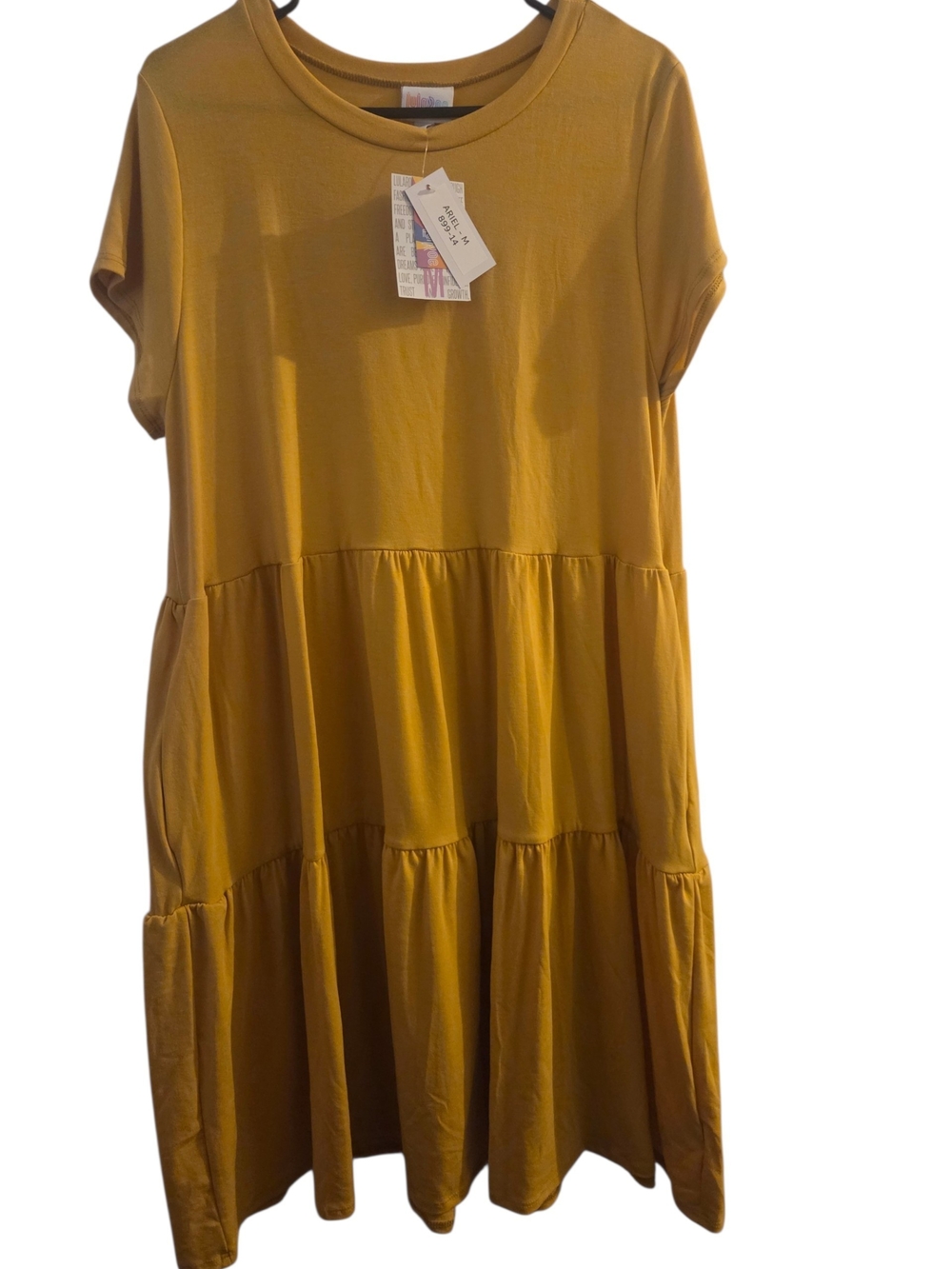 LuLaRoe Mustard Yellow Tiered Short-Sleeve Dress